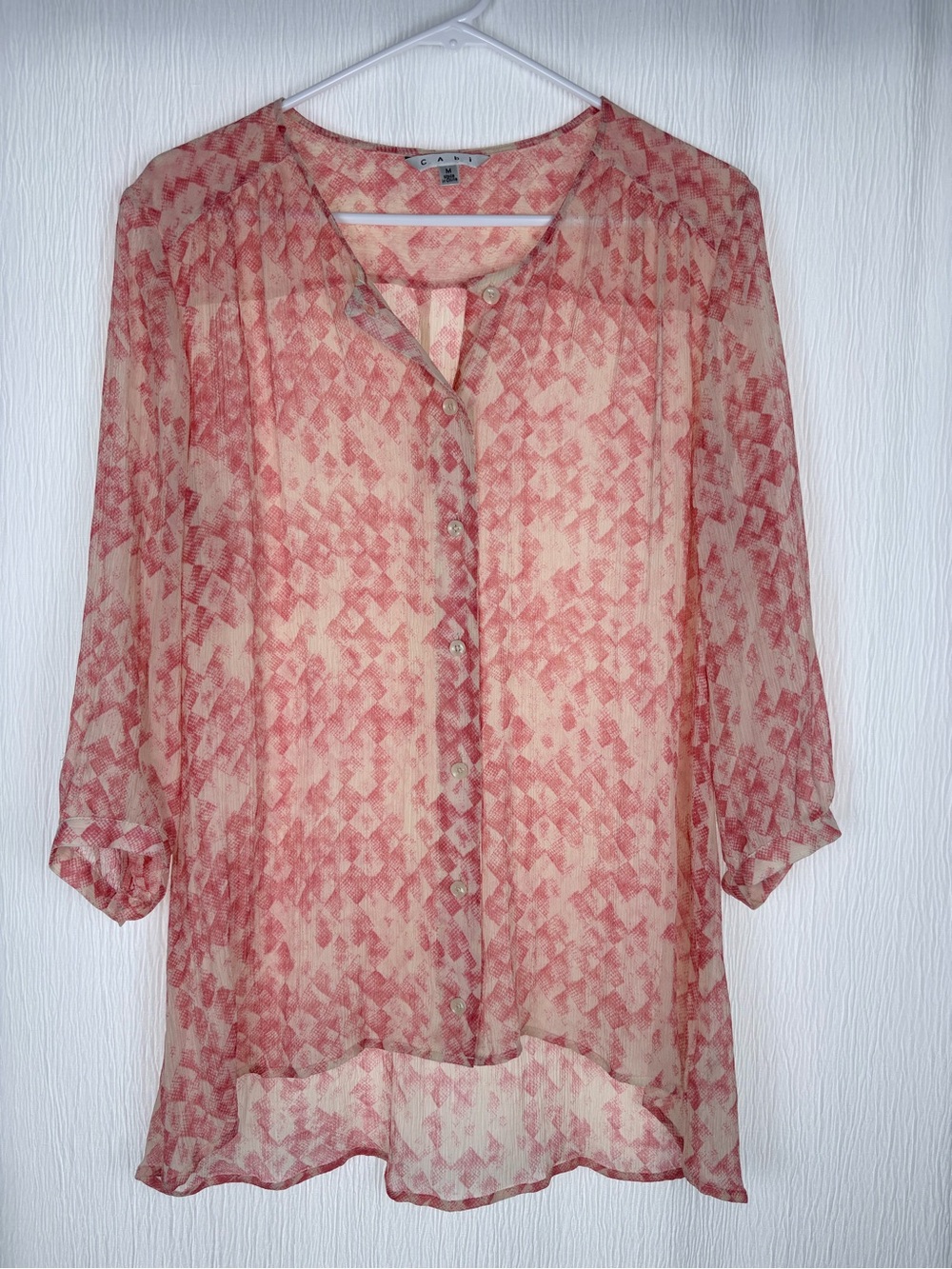 CAbi Silk 3/4 Sleeve Tunic Top, Size Medium